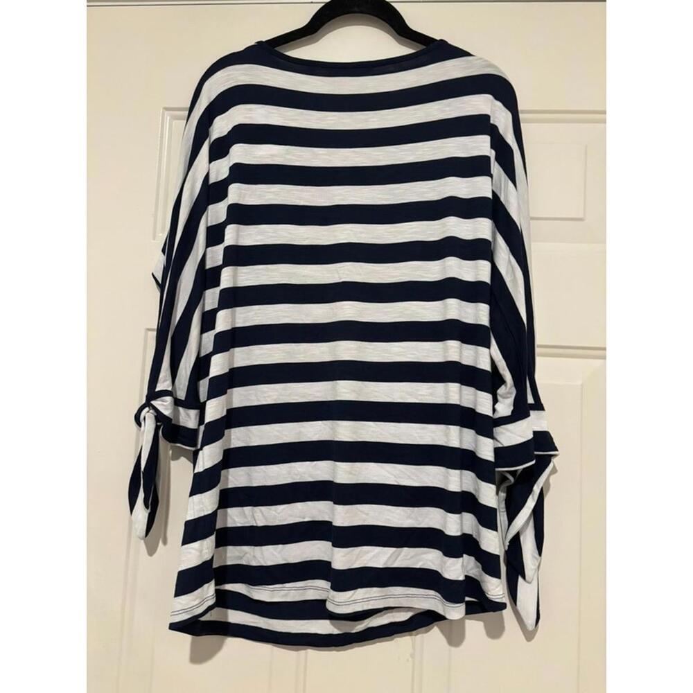 Women's sz‎ oversized S Soft Surroundings blue/white nautical shirt #1220 - Picture 3 of 3